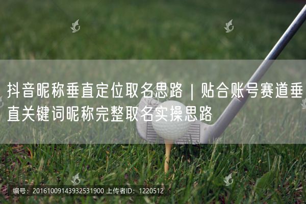抖音昵称设计攻略：垂直定位+账号赛道取名思路