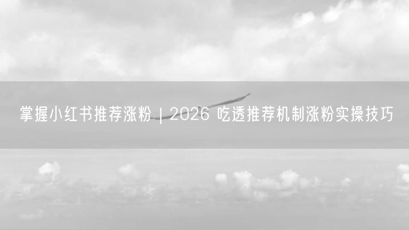 2026攻略：小红书推荐机制解析与涨粉技巧大公开