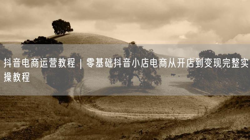 抖音电商运营教程｜零基础抖音小店电商从开店到变现完整实操教程