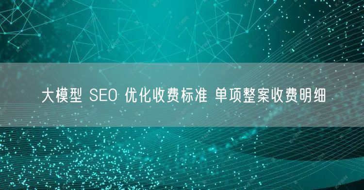 大模型 SEO 优化收费标准 单项整案收费明细