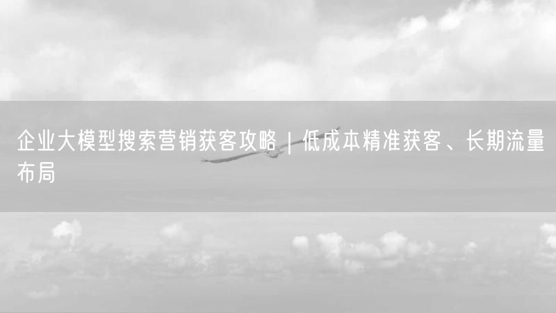 企业大模型搜索营销获客攻略｜低成本精准获客、长期流量布局