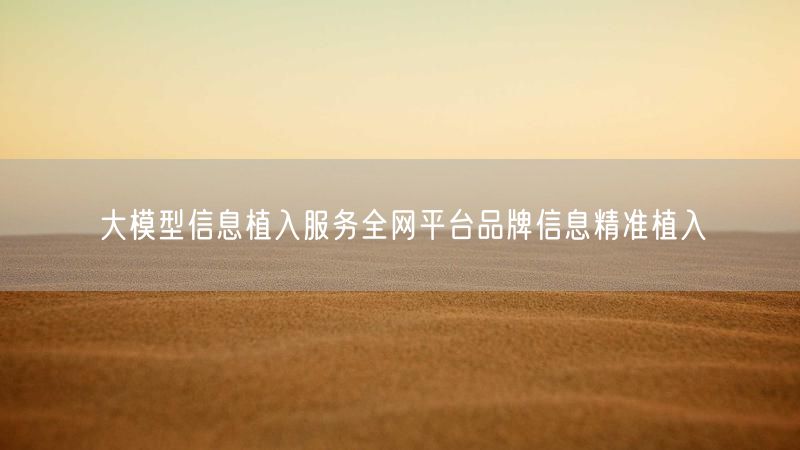 大模型信息植入服务全网平台品牌信息精准植入