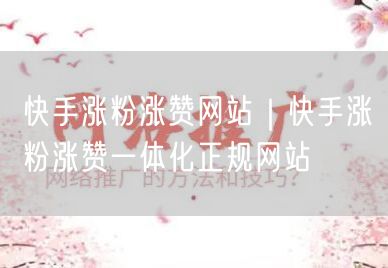 快手涨粉涨赞网站｜快手涨粉涨赞一体化正规网站