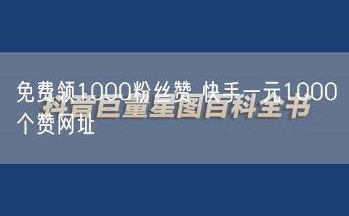 免费领1000粉丝赞 快手一元1000个赞网址