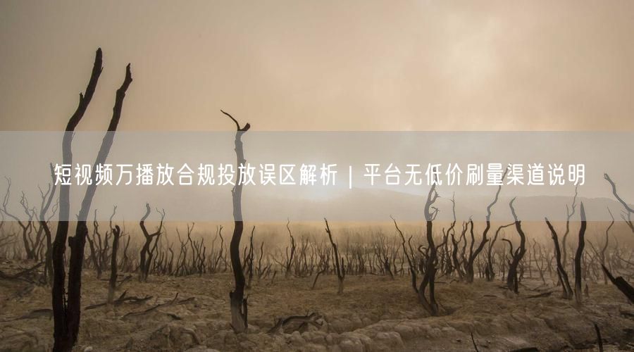 短视频万播放合规投放误区解析｜平台无低价刷量渠道说明